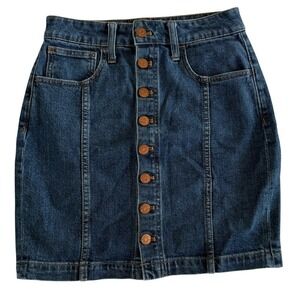 Madewell Dark Blue Denim Button-Front Mini Skirt size 26